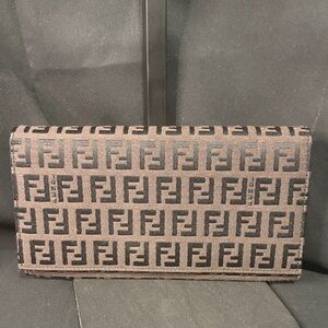 Fendi Tan and Black Monogram Clutch